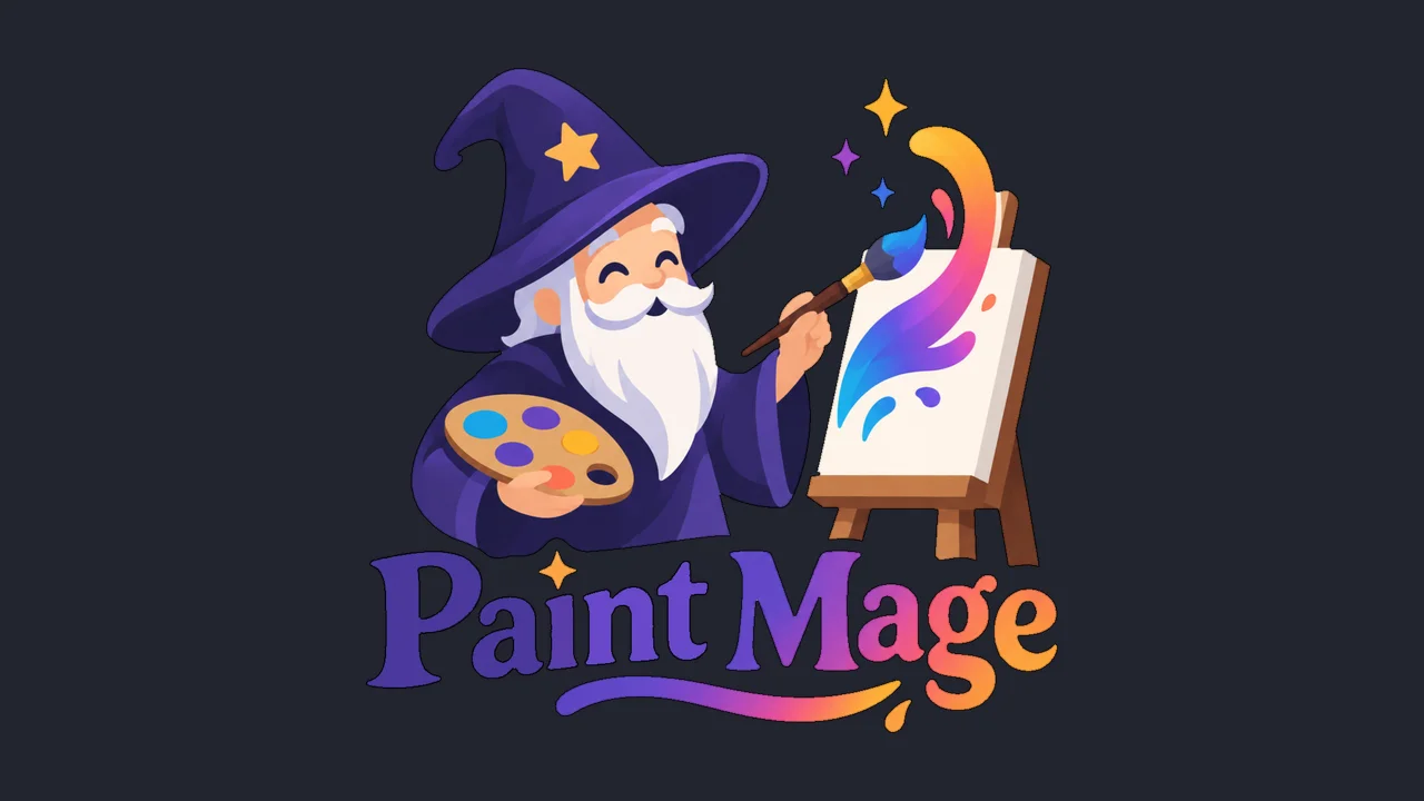 Paint Mage logo: a wizard painting on an easel